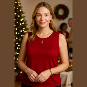 CJ Banks Rich Red size X Layer Your Look Tank Top 100% COTTON Preworn EUC